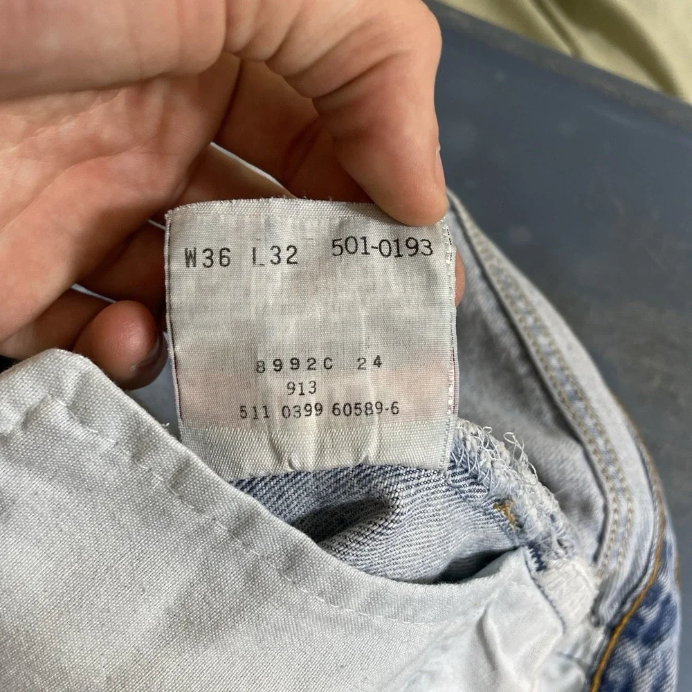 Vtg Levis 501 Jeans Mens 36x32 (fit 34x30) Blue Denim USA Made 90s FLAW READ
